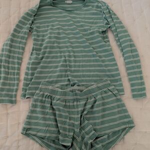 Striped Green Pajama Set for Women